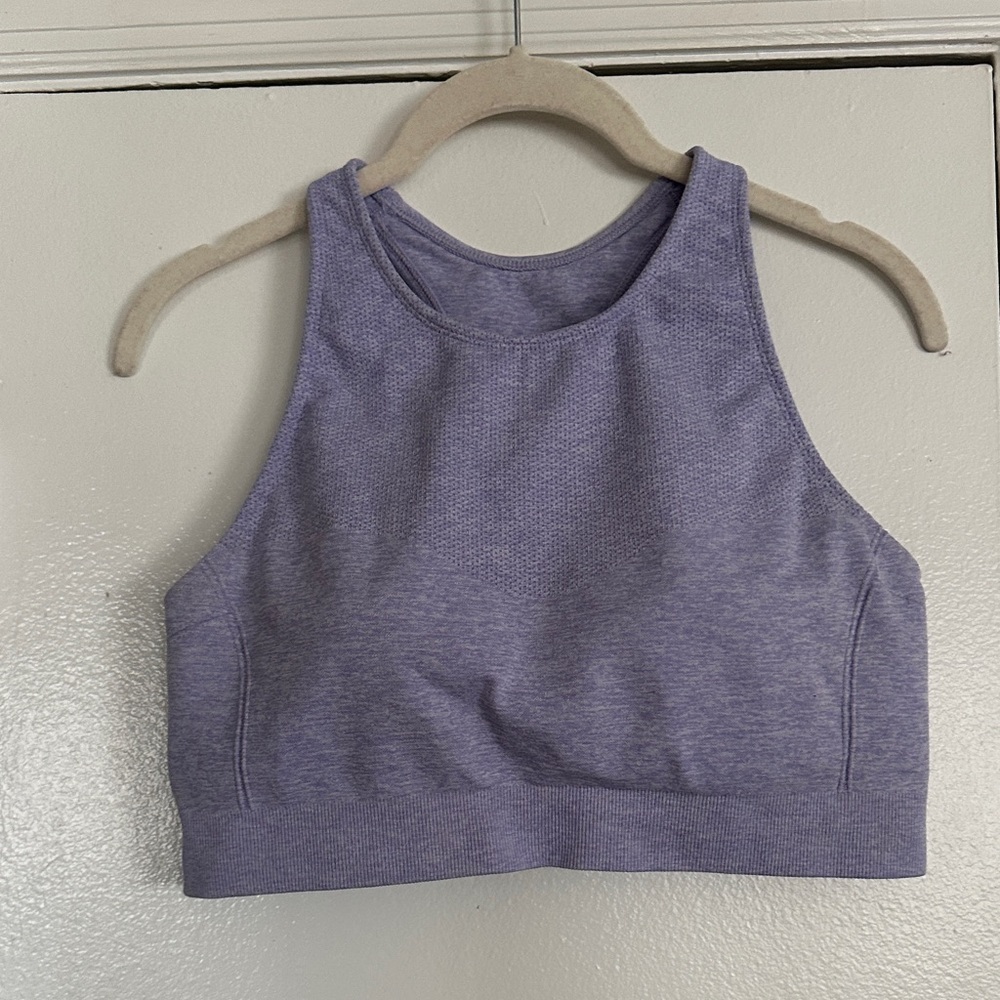 Purple High Neck Crop Tank Top - Women